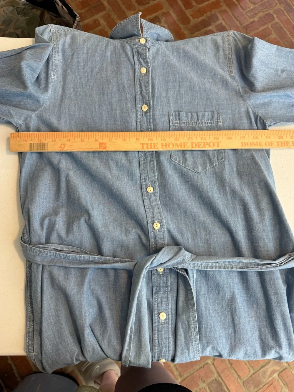 J. Crew chambray denim Blue belted midi Shirt Dress size small tall fall classic